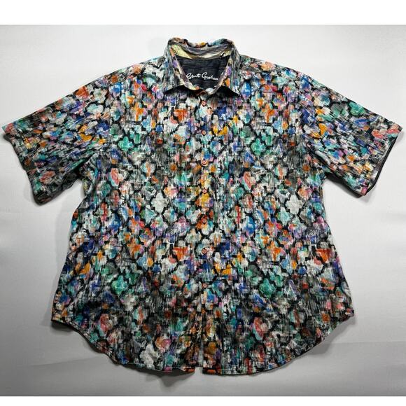 Robert Graham Men's Short Sleeve Abstract Multicolor Button Up Shirt - Size XL - Picture 1 of 5